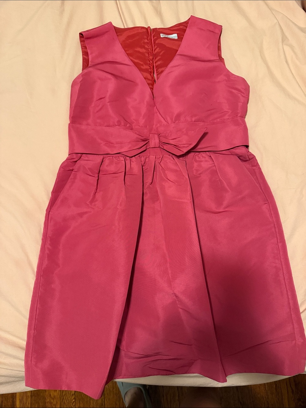 RED Valentino Girls' Fuchsia Bow-Front Sleeveless Party Dress